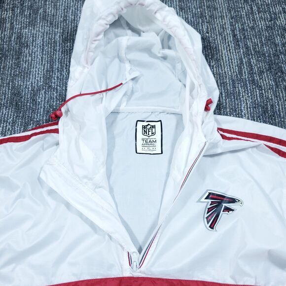 White Atlanta Falcons Rain Jacket Size XL NFL Team Apparel Windbreaker - Picture 7 of 14